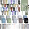 Teenyyou 90 Pcs Employee Appreciation Gift Set, 16oz Tumbler with Lid Notebook Pen Bulk Thank You Gift Holiday Party Favor for Teachers Office Coworker Teacher Staff Team (Dark Color,Delicate Style)