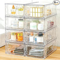 8 Pack Acrylic Storage Drawers, Clear Stackable Storage Drawers, Acrylic Organizers Drawers for Under Sink, Pantry, Bathroom, AcrylicStorage Containers for Makeup Organizers Cosmetic Display, Medium