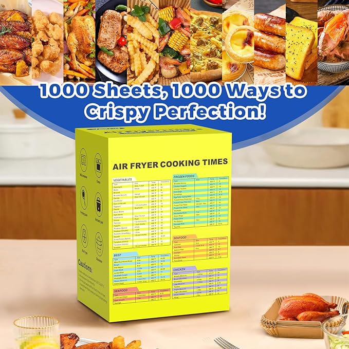 1000 PCS Air Fryer Liners Disposable for Dual Basket, 8.6" * 5.5" Rectangle Parchment Paper Liner for Ninja DZ201 DZ401, Chefman/COSORI 2-Basket Air Fryer