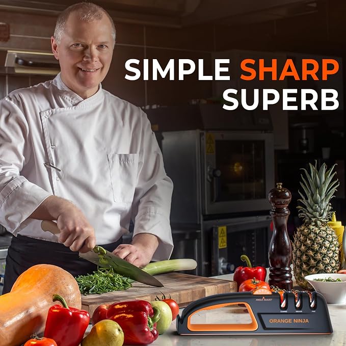 5 Precision Adjust Knife Sharpener- 3-Stage Premium Kitchen Knife Sharpener to Repair, Restore & Polish Blades by Sharp Pebble