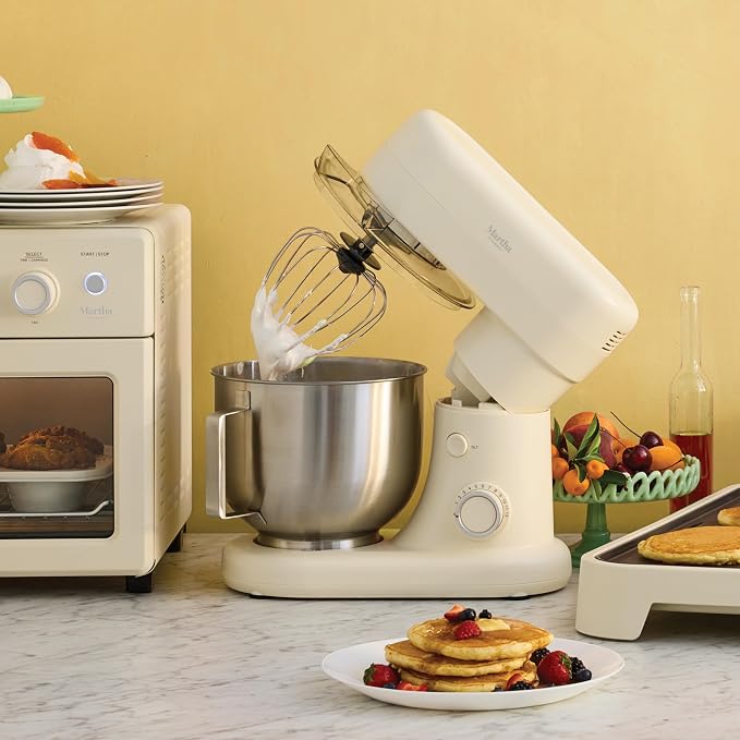 Martha Stewart 5.3Qt Stand Mixer, 12-Speed Tilt-Head Electric Kitchen Mixer with Stainless Steel Bowl, Dough Hook, Whisk & Beater, Splash Guard, Ideal for Baking Bread, Cake & Whipping, Caviar Gray