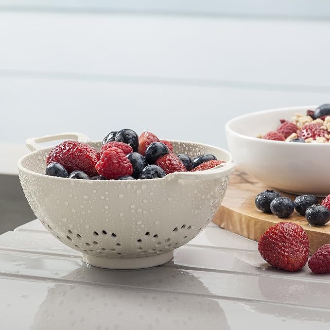 Zeal Colander Small (6”/15cm), Melamine, Cream, 19.5 x 15 x 7.5 cm
