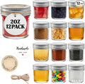 12 Pack 2 oz Small Mason Jars, Mini Glass Jars with Lids for Jam Ginger Shots Honey Spices Wedding Favors, Includes Labels, String & Handmade Tags