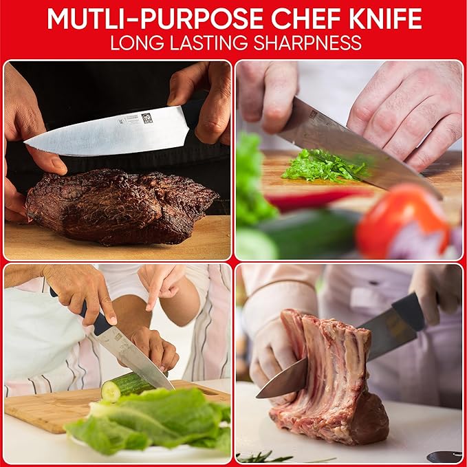 Chef knife. ICEL Cutlery 8-inch Chefs Knife.(Knife Care, Sharpening Instructions Included) Great for chopping, mincing and dicing.