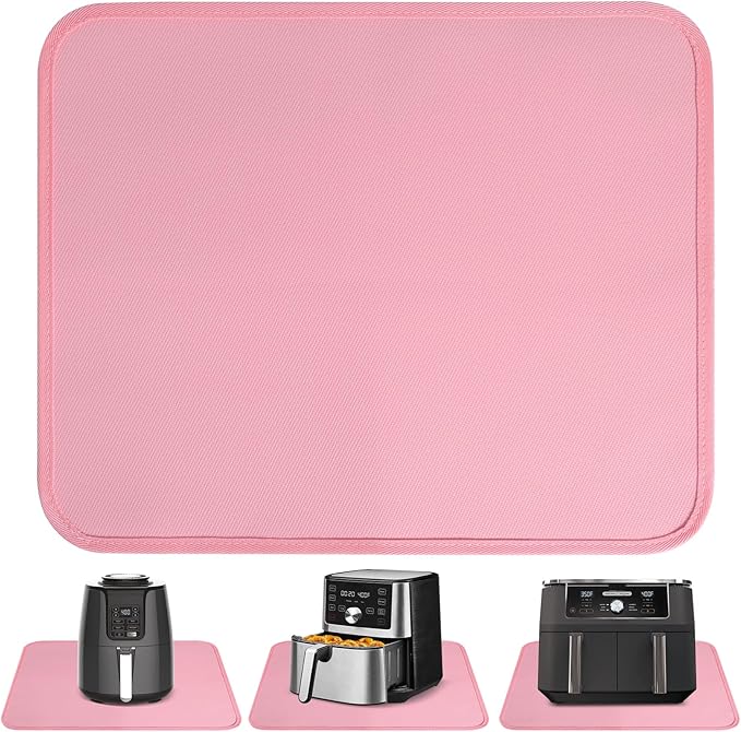 Heat Resistant Mat for Air Fryer, 15 x 18in Heat Resistant Mat for Countertop, Fireproof Silicone Countertop Protector Appliance Slider Hot pod for Air Fryer, Coffee Maker, Toaster, Oven (Pink)