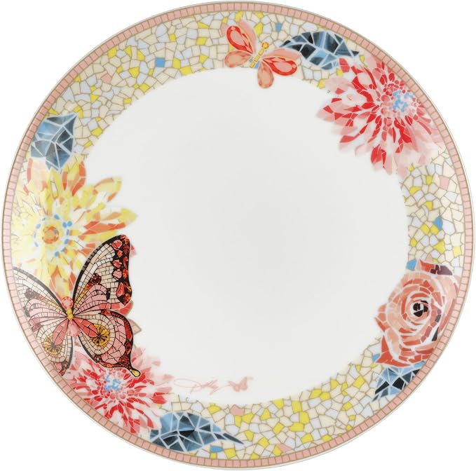 Dolly Parton 12 Piece Jeweled Mosaic Butterfly Dinnerware Set Porcelain Dinner Plates, Salad Plates, Bowls, Service for 4, Microwave Dishwasher Safe