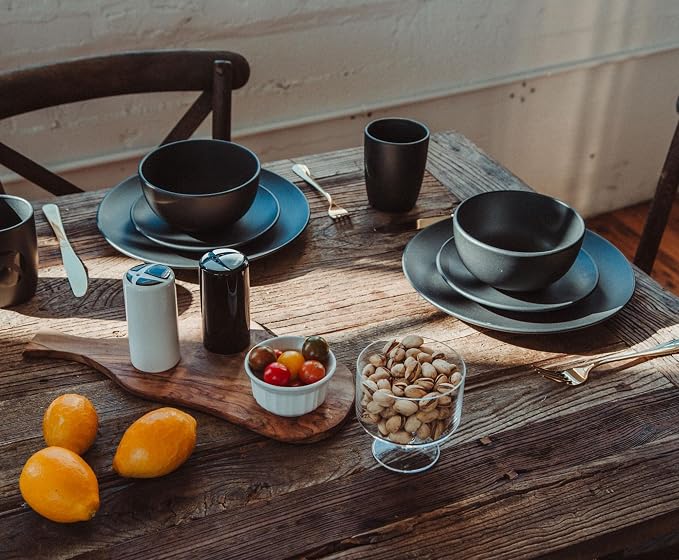 Xbox Matte Black 8-Piece Ceramic Dinnerware Set | Includes Salad Plates, Soup Bowls, Mugs