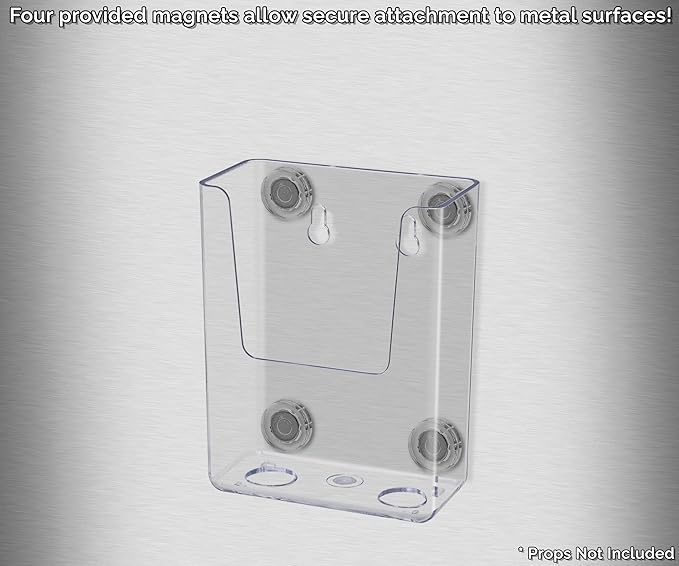 Marketing Holders Magnetic Vertical Business Card Pocket 3.5 Inch Wide Clear Acrylic Sticker Index Cards or Brochure Holders Retail Shops Insurance Office or Realtor