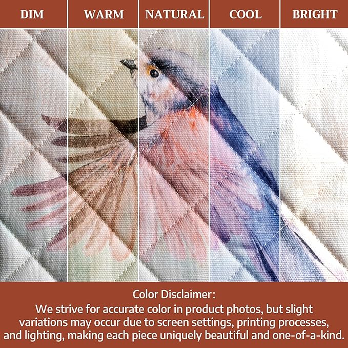 Maison d' Hermine Oven Gloves 100% Cotton Easter Oven Mitt Heat Resistant BBQ Cooking Gloves with Loop for Grilling, Microwave, Barbeque, Flying Birds Spring/Summer (Oven Mitt (7.5''''x13''''))