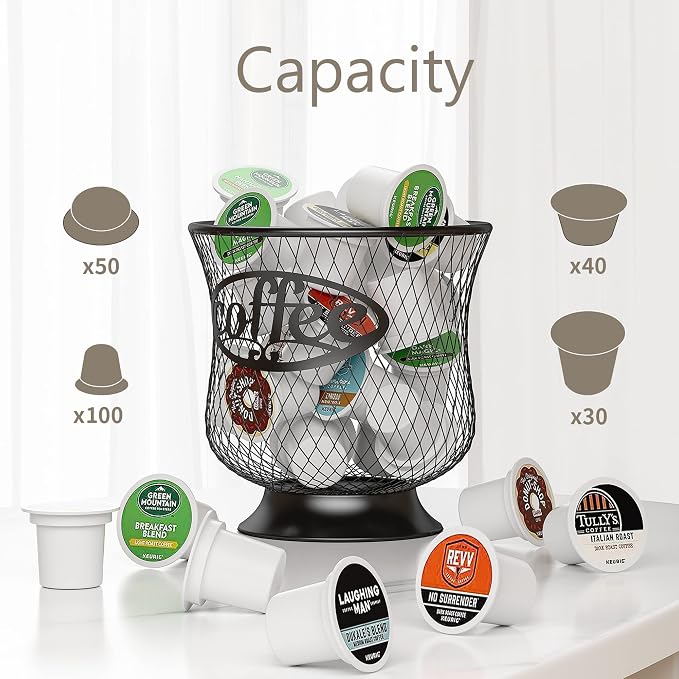 ITHSKUILL Coffee Pod Holder, Large Capacity K Cup Holder, Nespresso Pods Holder K Cup Organizer for Kitchen Countertop, Coffee Bar Accessories, Pod Holder for Keuring Espresso Capsule Coffee Creamer