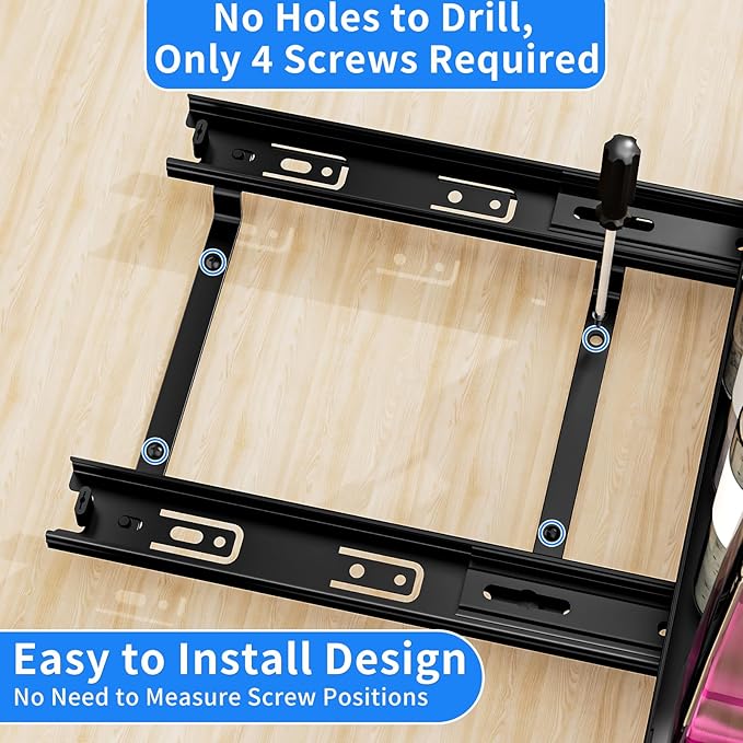 BOIVSHI Pull Out Spice Rack, Heavy Duty Spice Rack Organizer, 1 Tier Spice Organization for Cabinet, Vertical Spice Rack for Kitchen, Cabinet, Pantry (8.4''Wx10.5''Dx2.8''H, Metal Black)