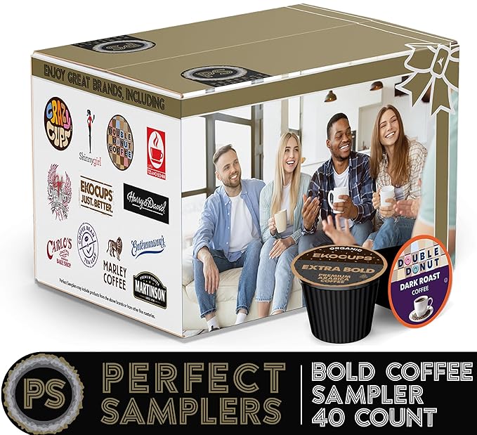 Perfect Samplers Coffee Pod, Dark Roast & Bold Flavors, Single Serve Cups for Keurig K Cup Machines, Robust Assortment, Variety Pack, 40 Count