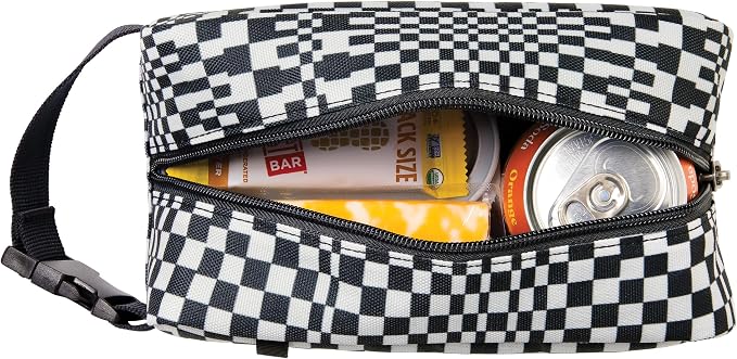 PackIt Freezable Snack Box, Checked Out, Built with EcoFreeze Technology, Collapsible, Reusable, Zip Closure with Buckle Handle, Designed For Work Snacks, Fresh Snacks On the Go, Adults, and All Ages
