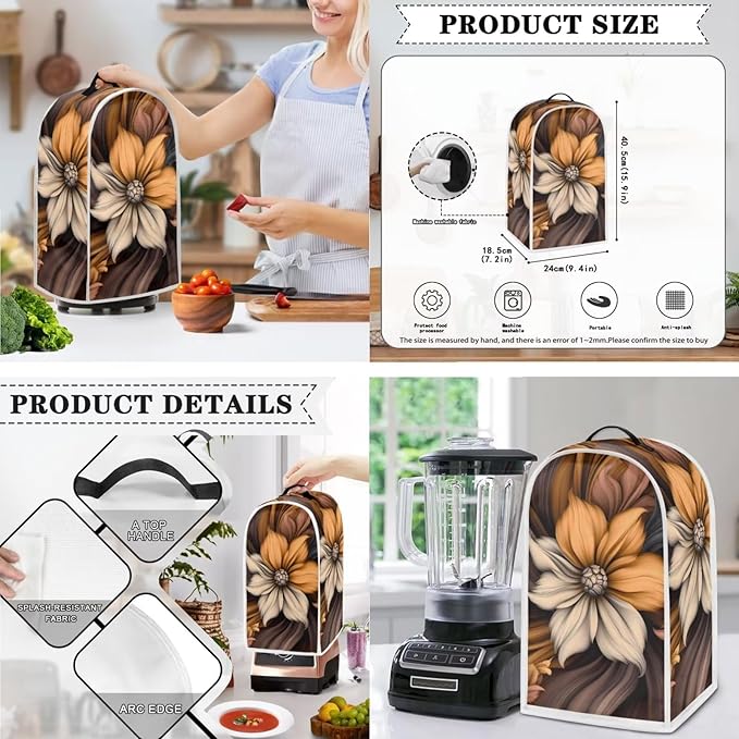 Vintage Flower Floral Pattern Appliance Covers Set Washable Kitchen Blender Dust Cover Bread Maker Toaster Cover 4 Slice Kitchen Accessories