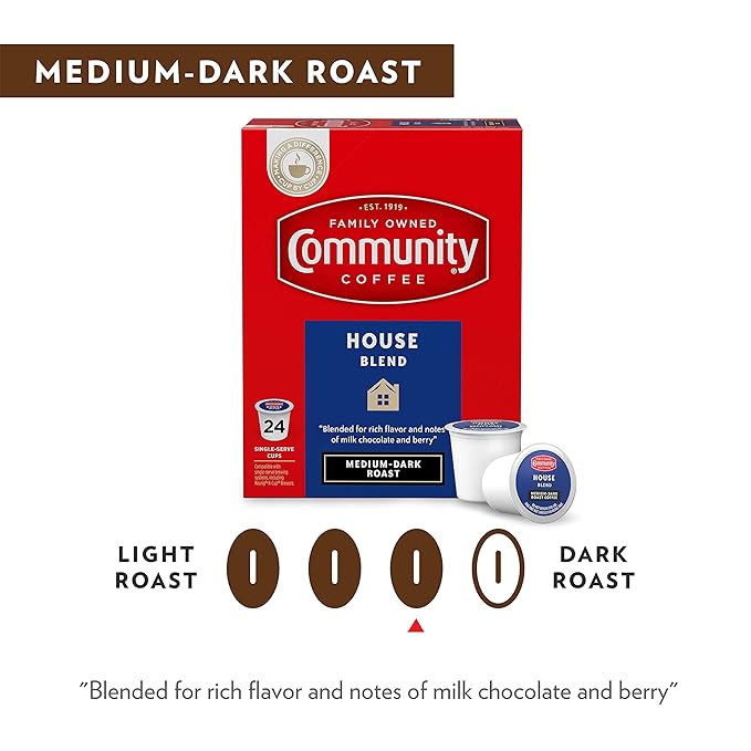 Community Coffee House Blend 144 Count Coffee Pods, Medium Dark Roast, Compatible with Keurig 2.0 K-Cup Brewers, 36 Count (Pack of 4)