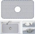Bestjing Silicone Sink Mat - 24.8''x13'' Sink Protector for Kitchen Sink with Center Drain - Kitchen Grid Accessory, Non-slip Heat Resistant Mat for Bottom of Farmhouse Stainless Steel (Center Hole)