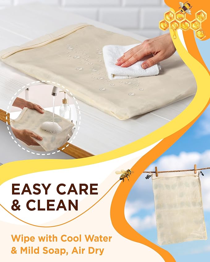 Reusable Beeswax Bread Bag for Homemade Bread, Extra Large Cotton Sourdough Bread Storage Bags, Freezer Safe Bread Keeper for Baker | Breathable material