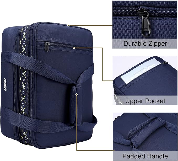 MIER Insulated Double Casserole Carrier Bag for Lasagna Lugger, Potluck Parties, Picnic, Beach, Fits 9 x 13 Inches Baking Dish, Casserole Dish, Expandable, Dark Blue