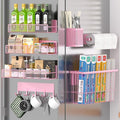 DTUQYX Magnetic Spice Rack for Refrigerator, 7 Pack Metal Magnetic Shelf, Moveable Magnetic Storage Fridge Organizer Pink, Spice Organizer, Hook Rack, Paper Towel Holder, Cutting Board Holder, HM5470