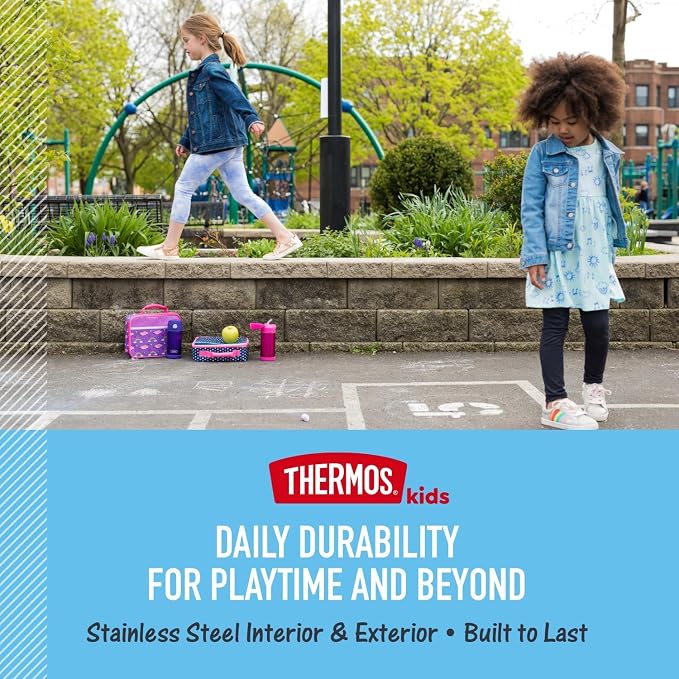 THERMOS FUNTAINER Water Bottle with Straw - 12 Ounce - Kids Stainless Steel Vacuum Insulated Water Bottle with Lid, Cocomelon