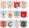 Sliner 12 Pcs Christmas Enamel Mugs, 12 oz Coffee Mugs Bulk Hot Chocolate Mug Set Cute Enamel Tea Cups Winter Holiday Christmas Employee Gift for Family Coworkers (Gingerbread Carnival)