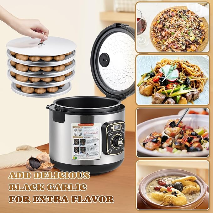 Moongiantgo 8L Black Garlic Fermenter Garlic Fermenting Machine, Easy One-Button Operation Automatic Intelligent Large Capacity Black Garlic Maker with Precise Time Control for 6-16 Days, 110V (8L)