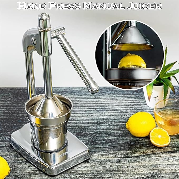 Cast Iron Juicer Hand Press, Effective Stainless Steel Manual Juicer, with Non-Skid Cup Base Effort Saving Lever for Fresh Lemonade OrangeJuice for Home and Kitchen