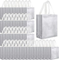 Eccliy Reusable Gift Bags Set Glossy Grocery Gift Tote Bag with Handle for Wedding, Bridal Shower, 4th of July, Summer Event(10 x 8 x 4.7 Inch,Silver,80 Pcs)