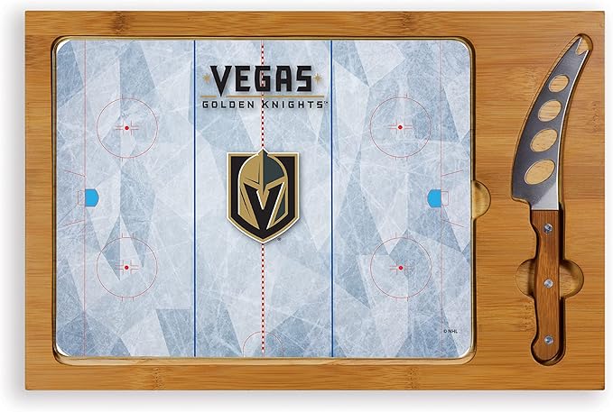 PICNIC TIME NHL unisex-adult NHL Icon Glass Top Cutting Board & Knife Set