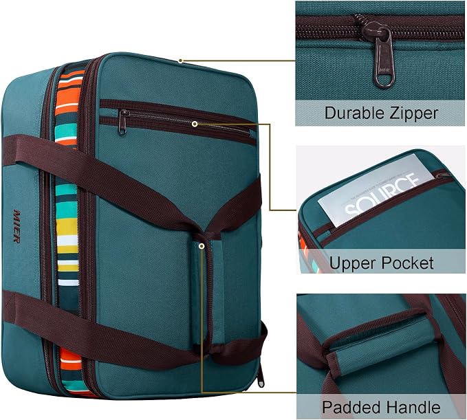 MIER Insulated Double Casserole Carrier Bag for Lasagna Lugger, Potluck Parties, Picnic, Beach, Fits 9 x 13 Inches Baking Dish, Casserole Dish, Expandable by Mid Zipper, Peacock Blue