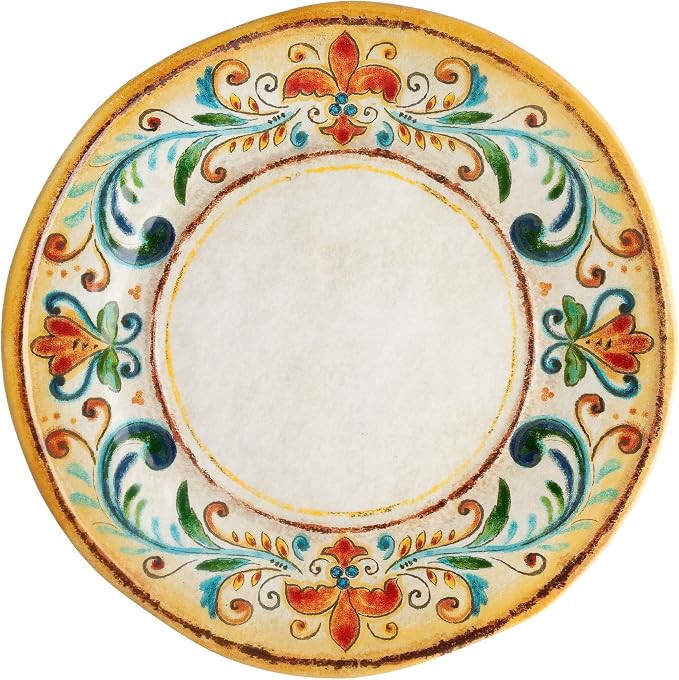 UP 12 Piece Tuscany Melamine Dinnerware Sets, Outdoor Dishes Set, Plates and Bowls Sets, Service for 4, Multicolor