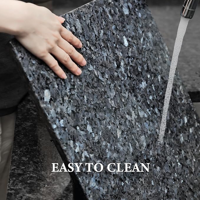 Koville Luxury Norwegian Granite Cutting Board for Kitchen, 16x20inch Extra Large Hand Crafted Stone Slab for Cheese, Charcuterie, Pastry Board - Wedding Gift, House Warming Gift(Blue Pearl), D1416