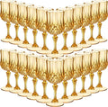 Sliner 48 Pcs 7oz Plastic Vintage Wine Glasses Drinking Goblets Unbreakable Crystal Water Glassware Reusable Diamond Champagne Flutes Cups for Wedding Banquet Birthday Party Supplies (Gold)