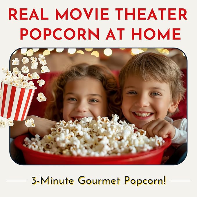 Original Whirley Pop Starter Pack - Wabash Valley Farms Popcorn Kit, Whirley Pop Popcorn Maker With 3 Movie Theater Popcorn Kits and 4 Movie Night Face Tubs, Gourmet Popcorn Gift Sets (Metal Gear-Red)