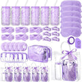 48 Pcs/6 Sets Baby Shower Prizes Winners Include Glass Cans Spa Headband Plush Sleep Eye Mask Hair Claw Clips Clear Cosmetic Bags Baby Shower Player Winner Gifts Bridal Game Gifts(Purple)