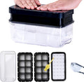 Season 3 GiantPush Silicone Large 2-Inch Ice Cube Tray with Lid, Square Whiskey Ice Mold for Cocktails & Highball, Slow-Melting Ice Maker, Easy Release, BPA Free (BLACK, 2-Tier Set)
