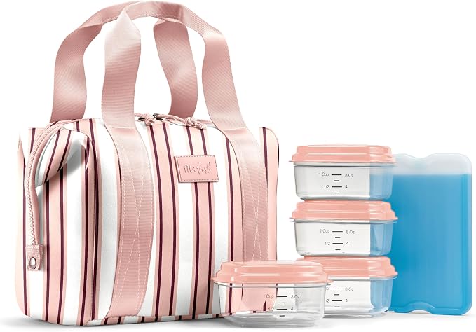 Fit & Fresh Remi Lunch Bag for Women Work – Neoprene Lunch Tote with Containers & Ice Pack, Reusable Meal Prep Lunch Box, Large Capacity, Machine Washable