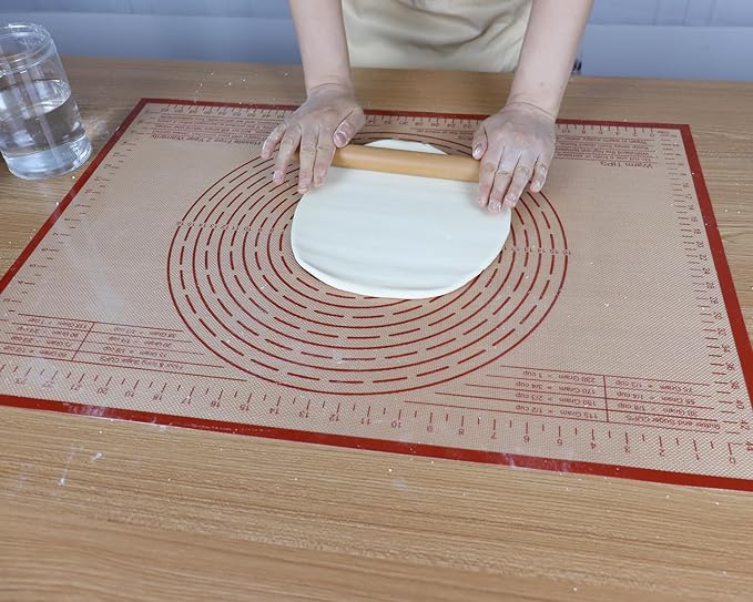 Silicone Pastry Mat 34x26 Inch - Nonstick Baking Mats with Measurements, Great for Dough Rolling, Pastry, Pie Crust, Fondant, Cookies, Bread, Pasta, Pizza, Food Grade Kitchen Counter Mats