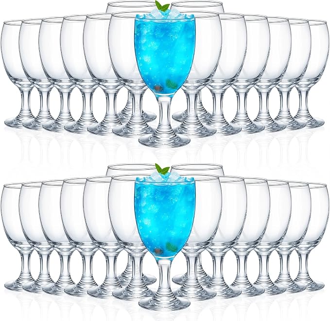 Patelai Set of 30 Water Goblet, 16 oz Clear Drinking Glasses Bulk Dishwasher Safe, Stemmed Water Glass for Juice Wine Beer Tea Sangria Cold Beverages, Reusable Glassware for Home Party Restaurant