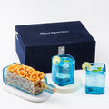 Upcycled Bombay Sapphire Gin Glasses and Platter Set of 3 with Premium Gift Box | Eco-friendly Glasses for Drinks, upcycled from Gin bottles | Ideal for Gin, Whiskey, Cocktail Nibbles and Finger Food
