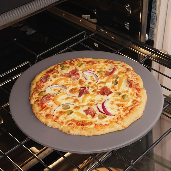 Old Stone Pizza Kitchen Glazed Round Pizza Stone for Oven and Grill, 16 inch
