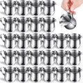 Potchen 24 Pack Stainless Steel Bell Creamers 3 Ounce Creamer Pitcher Mini Coffee Milk Pitchers with Handle and Pouring Spout Cups for Serving Espresso, Tea, Milk, Maple Syrup, Sauce