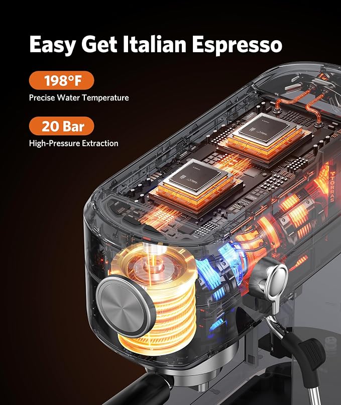 COWSAR Espresso Machine,Expresso Coffee Machines,Espresso Maker with Milk Frother Steam Wand & 40oz Removable Water Tank，Stainless Steel Compact Cappuccino & Latte Machine