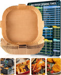Air Fryer Disposable Paper Liner - 6.3Inch Square Non-Stick Parchment Paper, Oil-proof, Water-proof Cooking Baking Roasting Filter Paper for Air Fryers Basket, Microwave Oven, Frying Pan