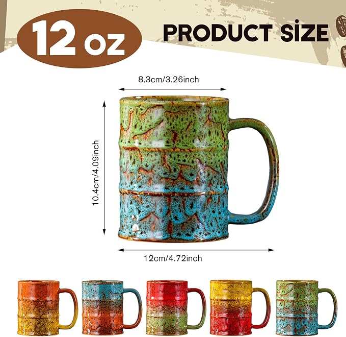 Coffee Mugs Set of 4,12 Oz Coffee Cups Ceramic, Perfect for Office Family Gatherings - Dishwasher and Microwave Safe (4, Green and Blue)