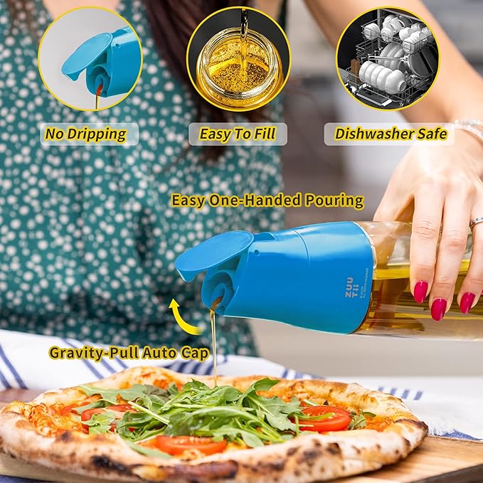 ZUUTII Olive Oil Dispenser Drip Free Spout Oil Dispenser Bottle for Kitchen Glass Oil and Vinegar Dispenser Set Olive Oil Bottle Cooking Oil Dispenser Soy Sauce Dispenser Oil Container Blue+White+Gray