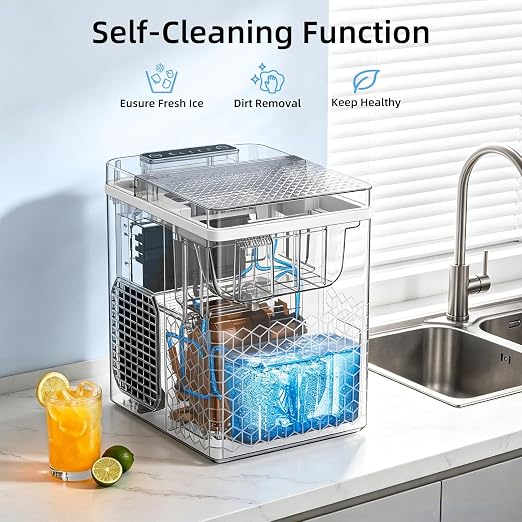 Antarctic Star Countertop Bullet Ice Maker, 27Lbs/24H Ice Machine with Fast 6 Min Ice Making, Self-Cleaning Portable Ice Maker for Home Kitchen RV