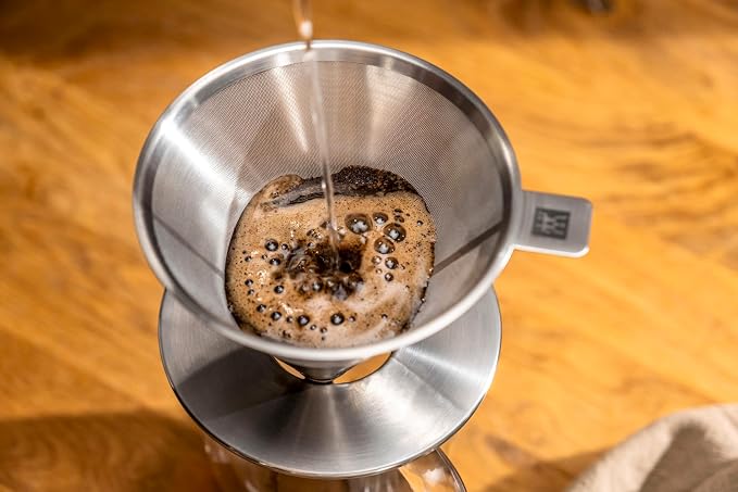 Zwilling J.A. Henckels Japan Z1024-005 Stainless Steel Coffee Dripper Paperless Filter, For 1 to 4 Cups, Dishwasher Safe
