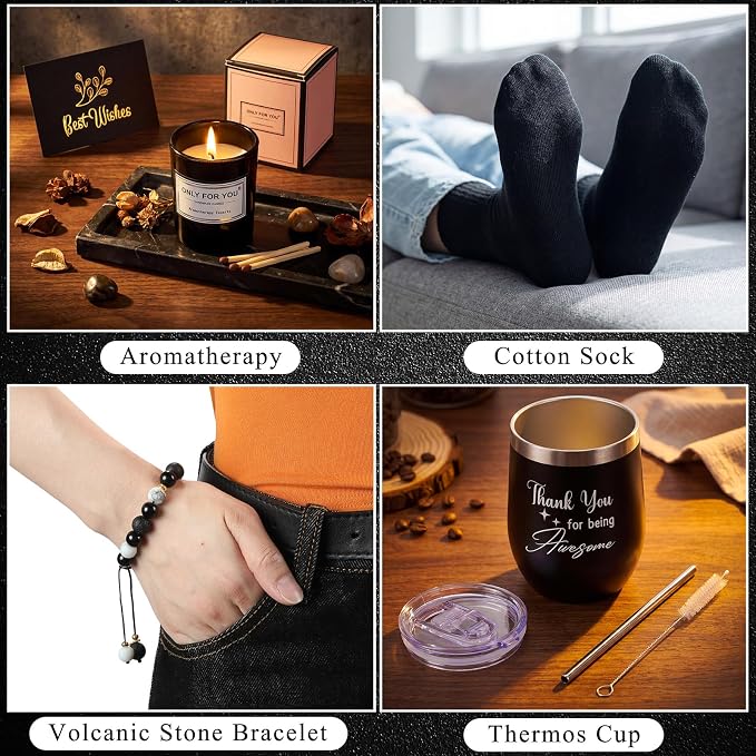 Nuogo 15 Pcs Birthday Gifts for Men Beard Care Set for Him Dad Birthday Gifts Basket Ideas Kit for Men Tumbler Bath Robe for Father's Day Dad Husband Boyfriend Box(Hooded,Black)