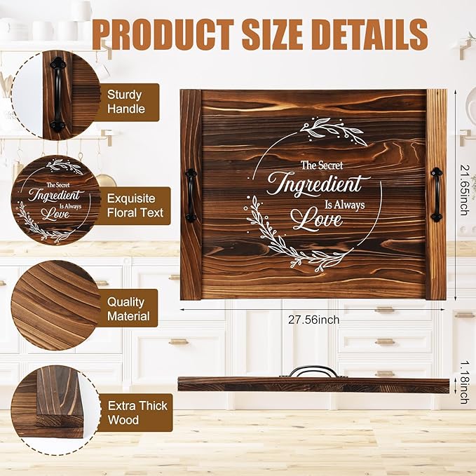 Patelai Noodle Board Stove Wooden Cover Stove Top Cutting Board with Handles 27.5 X 21.6 Inches Sink Cover for Electric Gas Burners Kitchen Counter Space(Thankful Style)